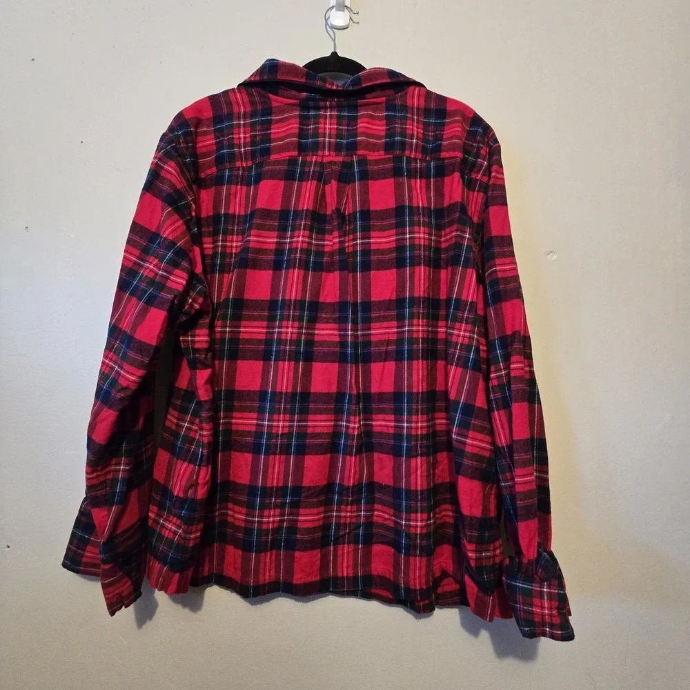 Vineyard Vines Plaid Flannel Pajama Set Womens Plus 3X Red Classic‎ Warm Holiday